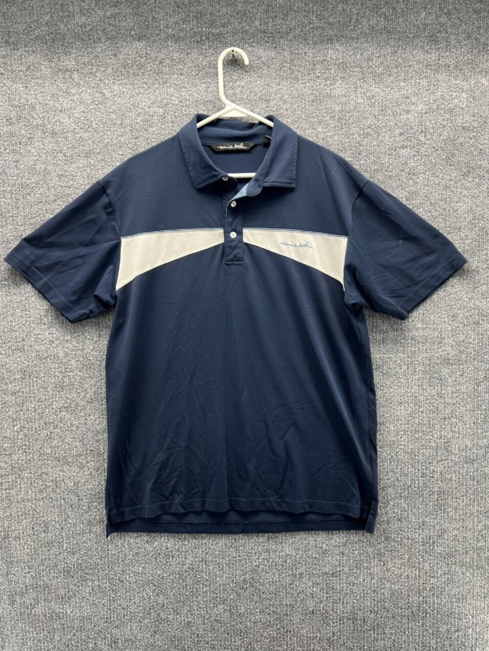 Travis Mathew Polo Shirt Mens Large Blue Colorblock Golf Performance